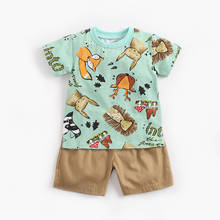 BINIDUCKLING Baby Boy Cothes Set 2021 Summer Cotton Toddler Short Set Cartoon Printed T-Shirt+Shorts Little Boy Child Clothes 2024 - buy cheap