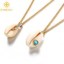 FINE4U N804 Gold Color Layered Long Chain Necklaces for Women Bohemia Summer Natural Shell Necklace Beach Jewelry 2024 - buy cheap