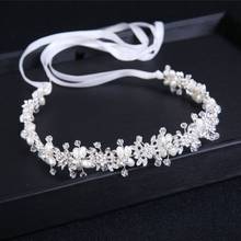 Tiara nupcial de cristal Floral hecha a mano, corona, diadema de diamantes de imitación, velo de desfile, diademas de perlas, accesorios para el cabello de boda y graduación 2024 - compra barato