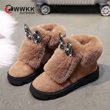 WWKK/женские классические зимние ботинки высокого качества Зимние ботильоны на толстой подошве из натуральной кожи с натуральным мехом брендовая теплая женская обувь 2024 - купить недорого