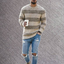 Men's Sweater  Autumn Winter Knit Top Stripe Casual Sweater Men Clothing 2024 - buy cheap