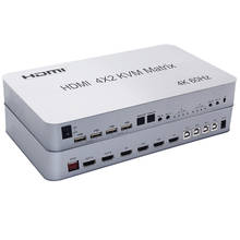 KVM-conmutador de 4 puertos USB, compatible con HDMI, matriz 4X2, 4K @ 60Hz, HDR, divisor 4 en 2, salida HDMI 2,0, compatible con teclado y ratón 2024 - compra barato