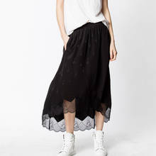 Falda con dobladillo de encaje para mujer, falda de seda Irregular, Jacquard, cintura elástica, Falda Midi 2024 - compra barato