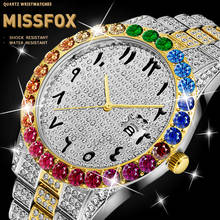 MISSFOX Streetwear Mens Watches Top Luxury Brand Rock Style 18K Gold Diamond Watch Men Waterproof Shockproof Male Watch Gift 2024 - buy cheap