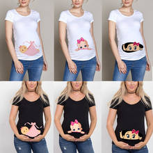 Camiseta de embarazo para mujer, camisetas divertidas impresas para bebé, premamá, camisetas de verano para embarazadas 2024 - compra barato