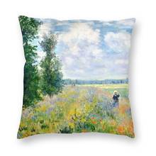 Funda de almohada decorativa para el hogar, cobertor de almohada suave de arte impresivo personalizado, de 40x40cm, para sala de estar, Claude Monet 2024 - compra barato