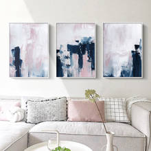 Pink Navy Brush Canvas Art Posters and Prints Abstract Painting Nordic Minimalist Wall Picture for Living Room Modern Home Decor 2024 - buy cheap