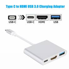 USB 3,1 type C-USB-C 4K HDMI USB 3,0 концентратор Кабель-адаптер USB-C комбо-разветвитель для Macbook Pro для samsung для переключателя NAND 2024 - купить недорого