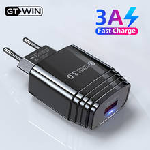 GTWIN 3A USB зарядное устройство Быстрая зарядка 3,0 настенное зарядное устройство, адаптер для iPhone 12 11 Pro QC3.0 быстрой зарядки для Samsung, Xiaomi, Huawei 2024 - купить недорого