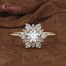 New Design Simple 925 Sterling Silver Snowflake Flower AAA Zircon Rings For Women Valentine's Day Gift Engagement Party Jewelry 2024 - buy cheap
