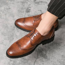 AGUTZM-zapatos Brogue formales para hombre, calzado de vestir de cuero, marca de lujo, a la moda, elegantes, de negocios, Retro, Oxford, con cordones, 38-47 talla grande, E1 2024 - compra barato