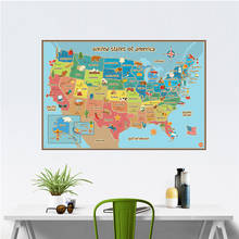 Animals & Plants Map Of American Wall Stickers Kindergarten Classroom Kids Room Home Decoration USA Map Mural Art Diy Pvc Decal 2024 - buy cheap