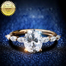 Anel de diamante moissanite 18k 2ct oval, 100% cor d vvs com certificado nacionais 012 2024 - compre barato