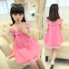 Children's Lace Chiffon Princess Dress For Girls Summer Clothes Elegant Kids Flower Solid Pullover Dresses Birthday Party Dress 2024 - buy cheap