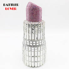 Women Newest Luxury Design Lipstick Diamond Purse Crystal Bags Banquet Evening Bags for Female Bridal Handbag Day Clutches 2024 - compra barato