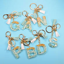 Cute Creative 26 Letters Resin Keychains for Women Gold Foil Bag Pendant Fashion Charms Handbag Accessories Tassel Key Rings 2024 - buy cheap