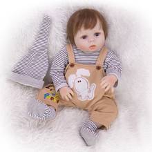 Boneca reborn menino vivo bebê bonecas de silicone completo brinquedos 23 "57 cm cabelo da pele branca enraizado bebe renascer menino presente 2024 - compre barato