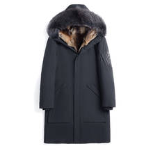 Real Wolf Fur Lined Fur Parkas Men Long Winter hooded Raccoon Dog Fur Trimmed Real Fur Jackets 2024 - buy cheap