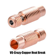 Garganta de boquilla de impresora 3D, V6-Crazy NF completamente de Metal, rotura de calor de cobre y acero inoxidable para filamento de 1,75mm E3D V6 Hotend Heater Block 2024 - compra barato