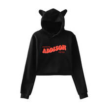 Addison rae pulôver gato recortado hoodies camisolas femininas de manga longa mídia social estrela colheita topo gato orelha kawaii roupas 2024 - compre barato
