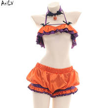 AniLV-traje de baño de calabaza de Halloween para niña, traje de baño de estudiante, traje de baño de campana de murciélago, lencería para fiesta en la piscina, Cosplay 2024 - compra barato