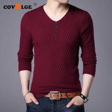 Covrlge M-4XL Winter Henley Neck Sweater Men Cashmere Pullover Christmas Sweater Mens Knitted Sweaters Pull Homme MZL052 2024 - buy cheap