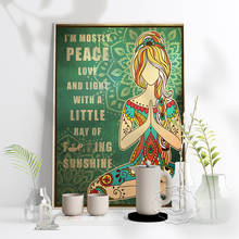 Hippie-pintura em tela para yoga, eu, em geral, amor e luz, poster estilo nórdico, meditação, arte de parede, imagens, decoração para casa, presente 2024 - compre barato