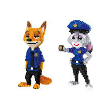 cartoon movie Zootropolis cop micro diamond block nick fox judy rabbit police building brick figures nanobricks educational toy 2024 - buy cheap