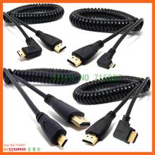 HD-compatible to Right/Left Angle Mini HD/Micro HD male to male stretch Spring Curl Flexible Cable V1.4 DSLR 0.5M/1.5M 2024 - buy cheap