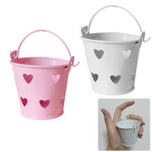 White/Pink heart-shaped Mini Small Iron Bucket Pails Colored Gift Supplies Candy/Cosmetics Organizer Decoration Of Family Window 2024 - buy cheap