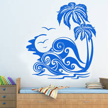 Sea Waves And Palm Trees Beach Wall Sticker Removable Home Decor Wall Art Murals Living Room Bedroom Decoration 2024 - buy cheap