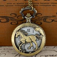 Vintage Bronze Horse Graphic Quartz Pocket Watch with Chain Retro Men Women Classic Pendant Necklace Clock Gift 2024 - buy cheap