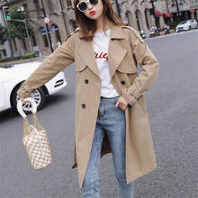 Women long trench coats new loose-fitting casual female Windbreaker trend belt slim women coat lapel long female autumn outwear 2024 - buy cheap