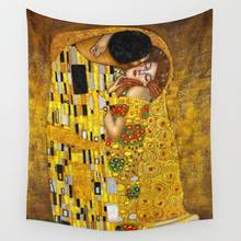 The Kiss Painting Gustav Klimt Wall Tapestry Cover Beach Towel Picnic Yoga Mat Home Decoration 2024 - buy cheap