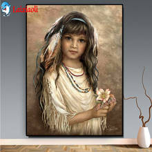 Cute girl full square round Diamond Painting Little indian girl pictures embroidery mosaic 5D DIY wall art decor new arrival 2024 - buy cheap