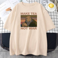 Camiseta con estampado "Make Tea Not War" para mujer, remera urbana de Hip Hop, playera Harajuku de cuello redondo suave, camiseta para mujer 2021 2024 - compra barato