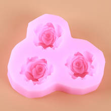 Molde de silicone bolo ferramentas rosa 3d rosa flor decoração fondant chocolate biscoito sabão polímero argila cozimento moldes presente 2024 - compre barato