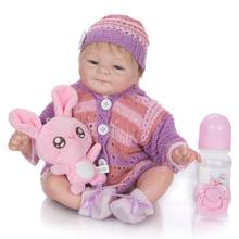 new face bebe doll reborn toddler girl princess doll in Purple plush clothes cotton body silicone doll childen newborn baby toy 2024 - buy cheap