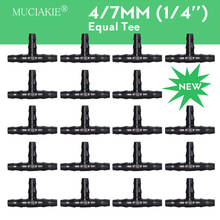 MUCIAKIE ABS New 4/7mm Equal Tee Barb Connectors Garden Watering Coupling Adapter 1/4'' Micro Tubing Hose Accessories         2024 - buy cheap