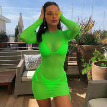 Sexy Solid Beach Bikini Cover Ups Summer See Throgh Wrap Pareo Sarong Dress Beach Swimwear Bathing Suit 2024 - buy cheap