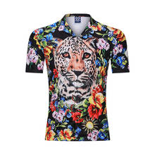 Nova camisa masculina estampada estilo havaiano, camiseta curta com estampa de leopardo para homens, camisa casual de praia e de verão, roupa tamanho grande 2024 - compre barato