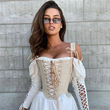 Missnight Bandage Corset Women Lace Up Bow Backless Bodycon Corset Slash Neck Vintage Party Club Bustier Sexy Tops Streetwear 2024 - buy cheap