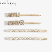 4pcs set clear crystal hair clip SMILE FOREVER Rhinestone letter Bobby Pins Hair Pins with words pearl hairclip Christmas gift 2024 - buy cheap