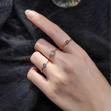 Минималистский 925 пробы серебро Геометрическая круглая квадратные ослепительно синее кольцо CZ набор для Для женщин S925 кольцо, ювелирное изделие, подарок DA966 2024 - купить недорого