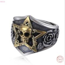 BOCAI-Anillo de calavera para hombre, de Plata de Ley 925, estrella de cinco puntas, rosa, apertura ajustable, joyería pura de Argentina, 2021 2024 - compra barato