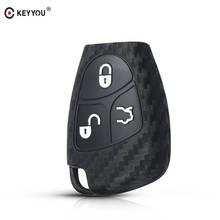 Keyyou-capa de silicone para chave remota, em fibra de carbono, 10 peças, para chave de carro, mercedes-benz b c e ml s clk cl 2024 - compre barato