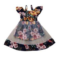 2020 New Summer Toddler Infant Baby Girls Mesh Tutu Party Wedding Collar Princess Strap Floral Dress Sundress 2024 - buy cheap