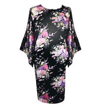 Mulheres kimono banho vestido sleepwear cetim impressão flor noiva dama de honra casamento robe casual macio sexy nightdress plus size 4xl 5xl 2024 - compre barato