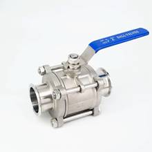 DN40 Fit 51mm Pipe OD Tri Clamp 2" Ferrule OD 64mm 304 Stainless Steel 3-Piece Type Sanitory Ferrule Ball Valve 2024 - buy cheap