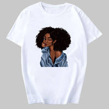 Camiseta feminina estampada melanina preta fresca, camiseta harajuku para mulheres, verão, hip hop, camiseta punk feminina, top vogue 2024 - compre barato